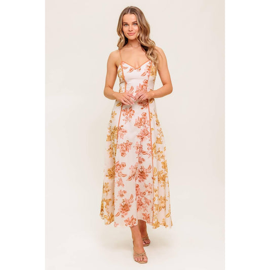 SANDSTONE PETAL WOVEN MIDI DRESS