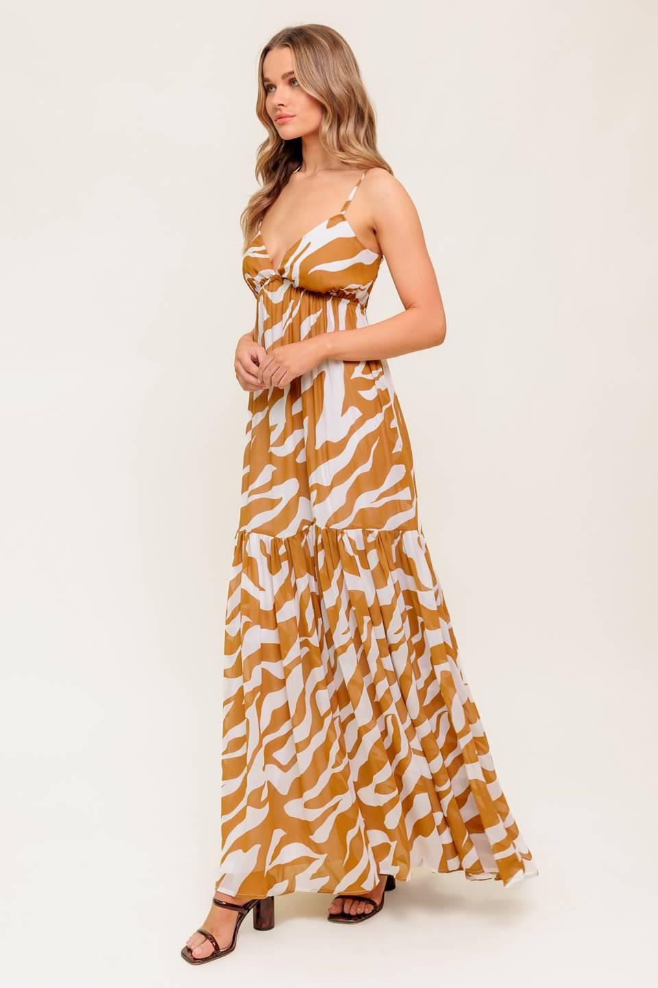 DEW KISS ALMOND WOVEN MAXI DRESS