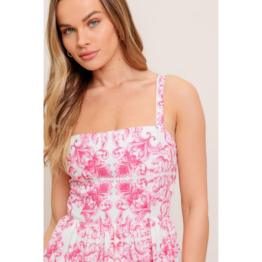 ROSÉ GARDEN WOVEN MIDI DRESS