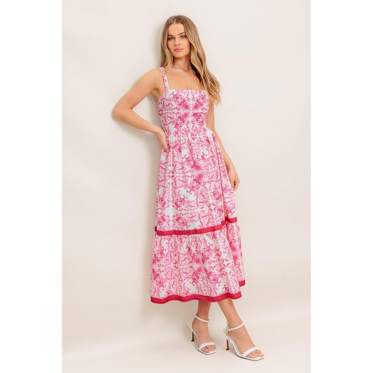 ROSÉ GARDEN WOVEN MIDI DRESS