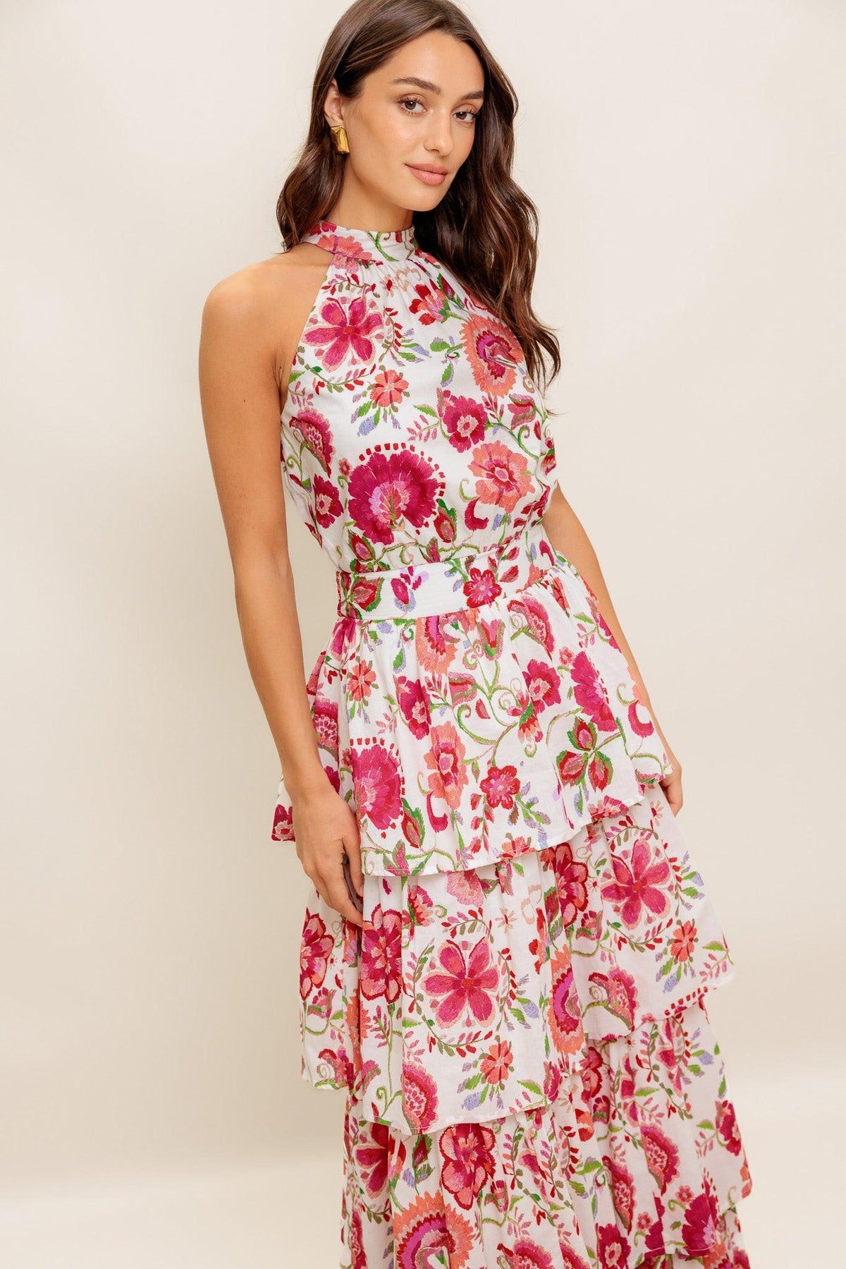 FLORAL RHAPSODY WOVEN MAXI DRESS