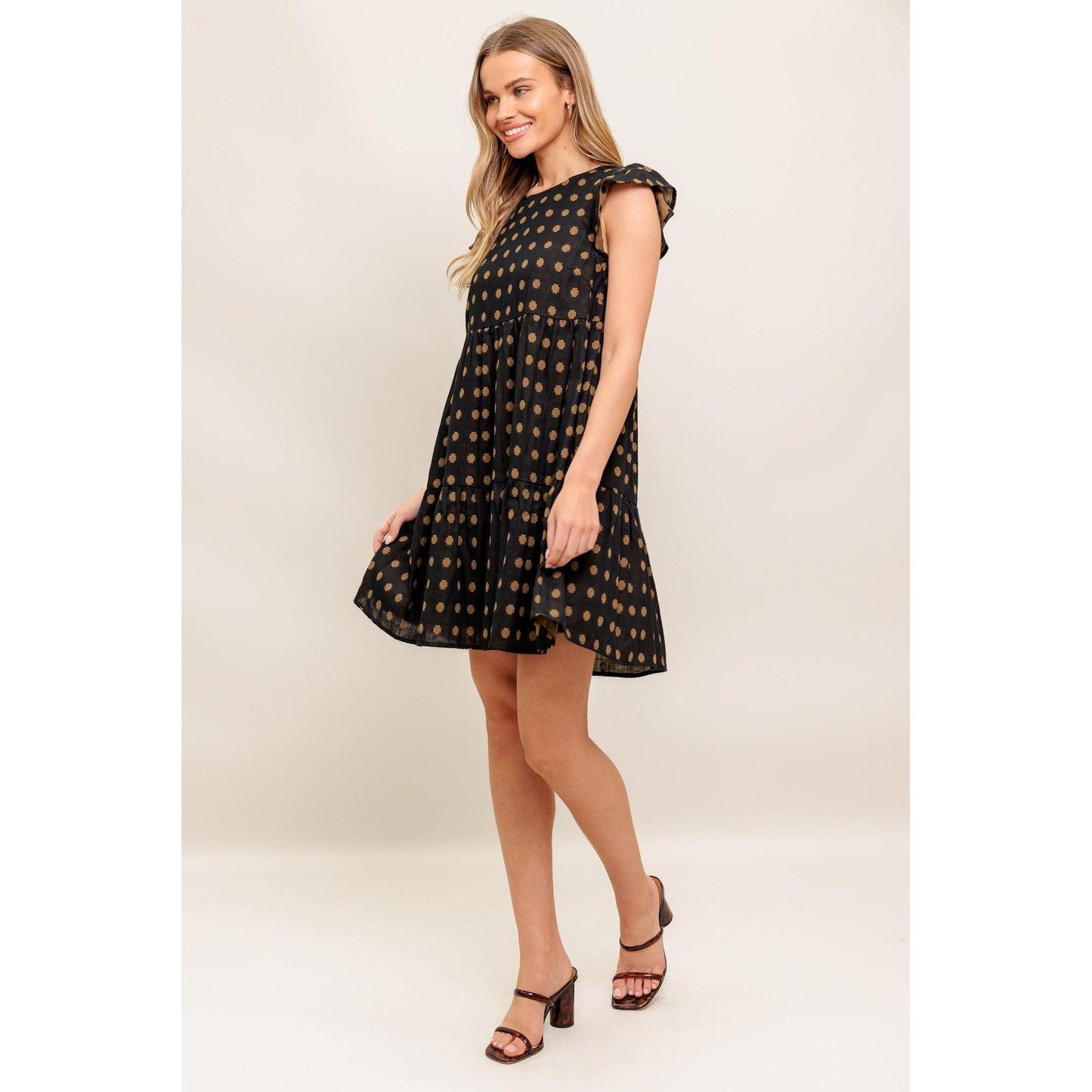 POLKA BREEZE WOVEN MINI DRESS