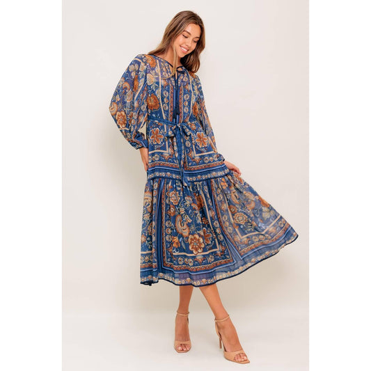 BOHEMIAN TAPESTRY WOVEN MIDI DRESS