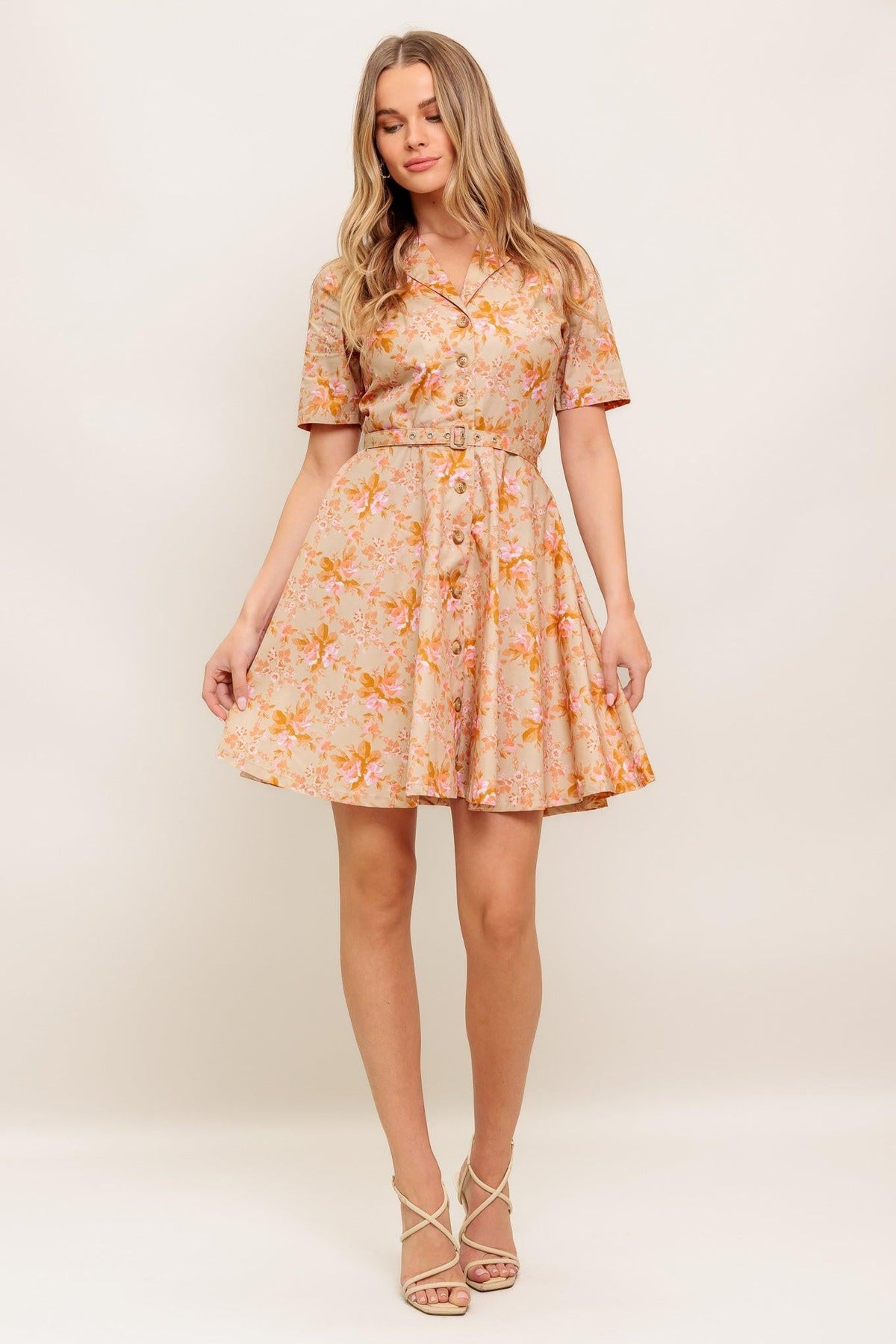 PEACH BLOSSOM WOVEN MINI DRESS