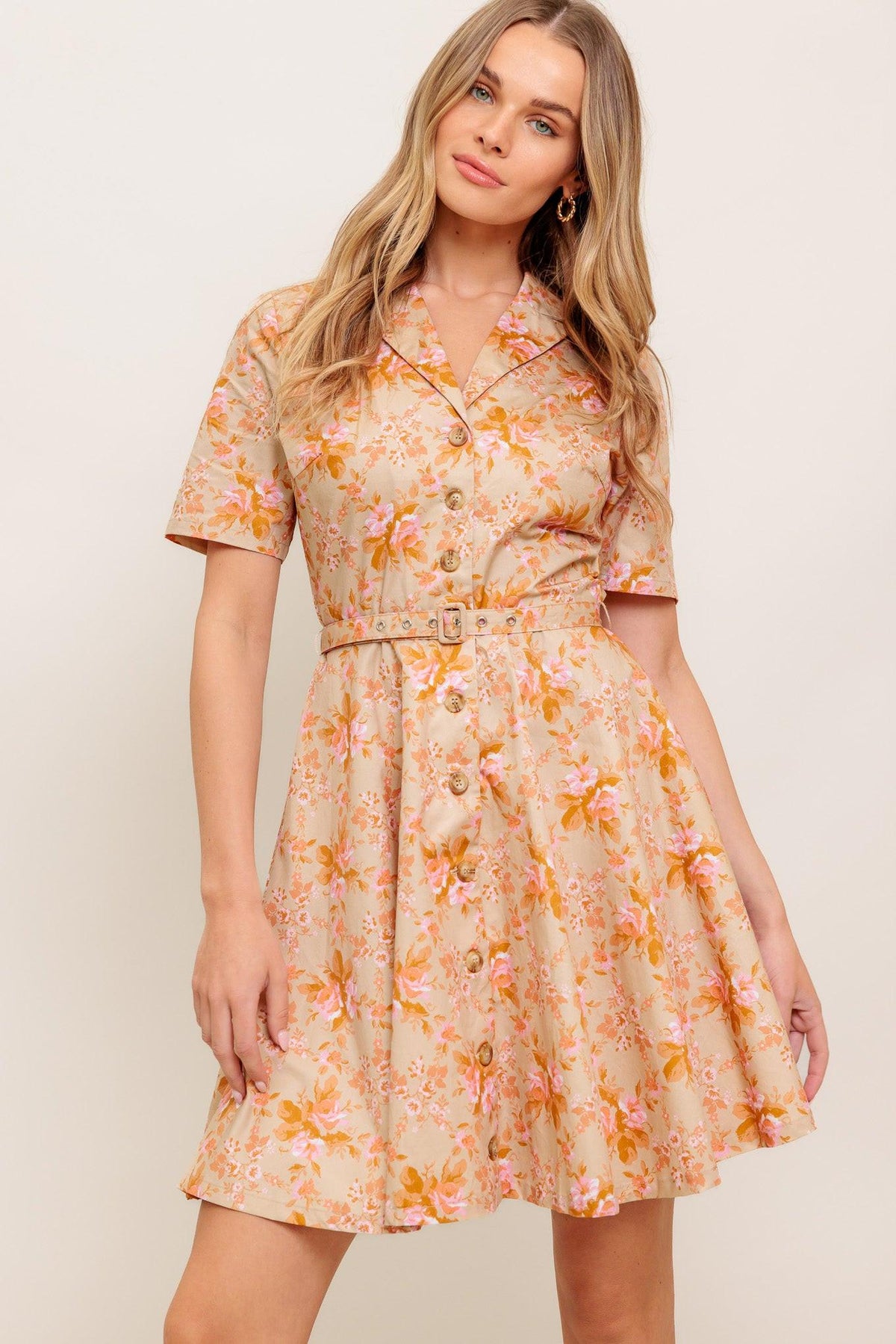 PEACH BLOSSOM WOVEN MINI DRESS