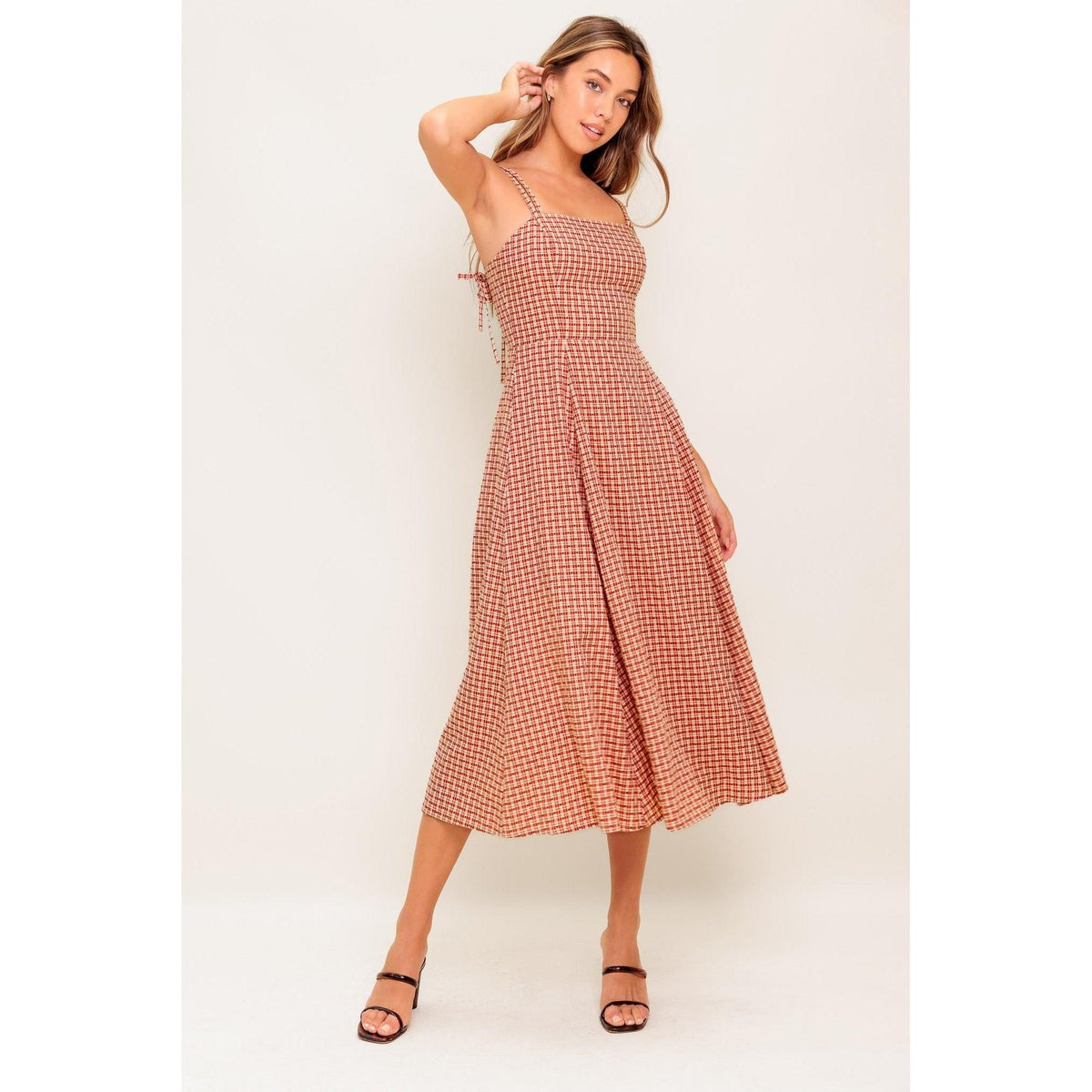 a woman in a dress