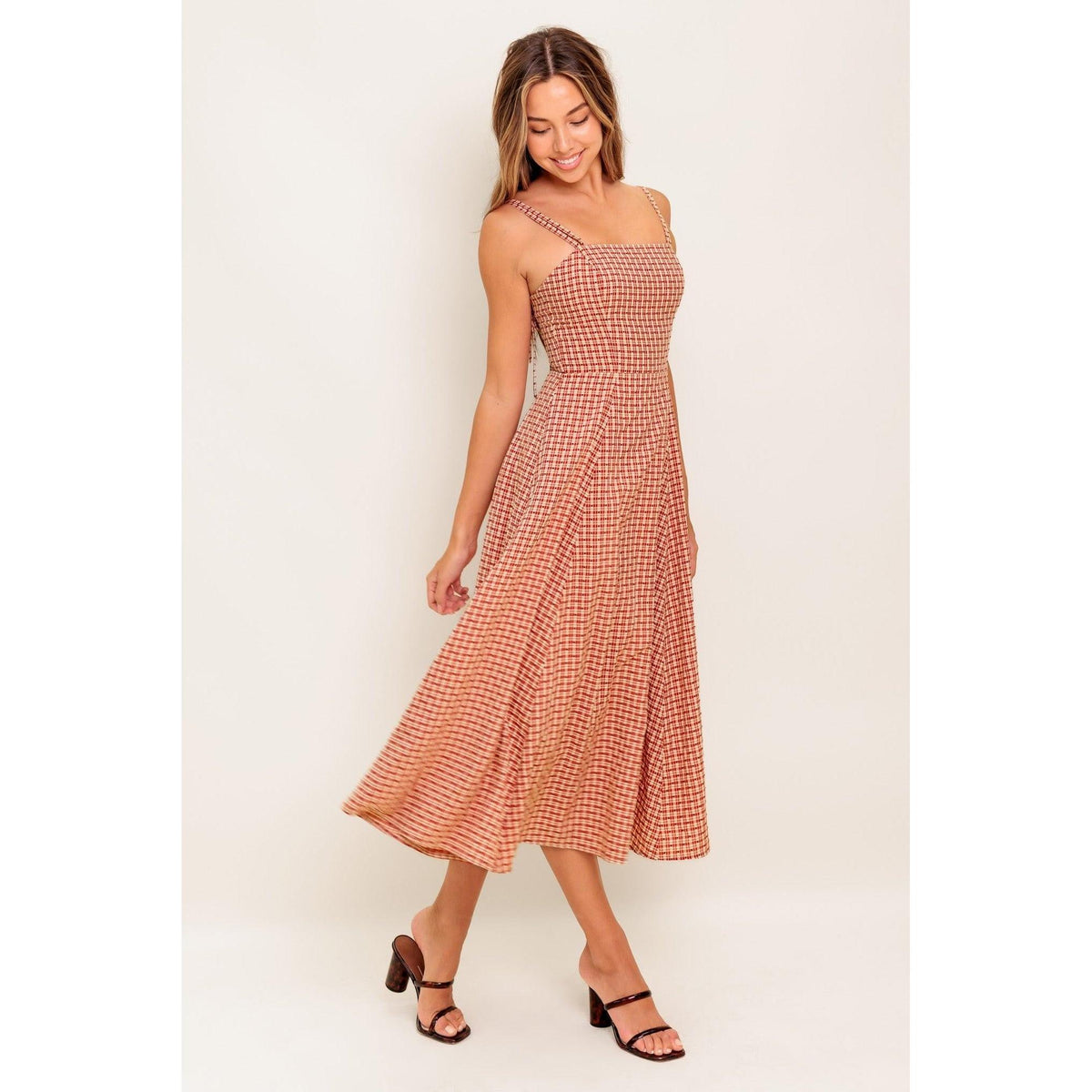 a woman in a dress