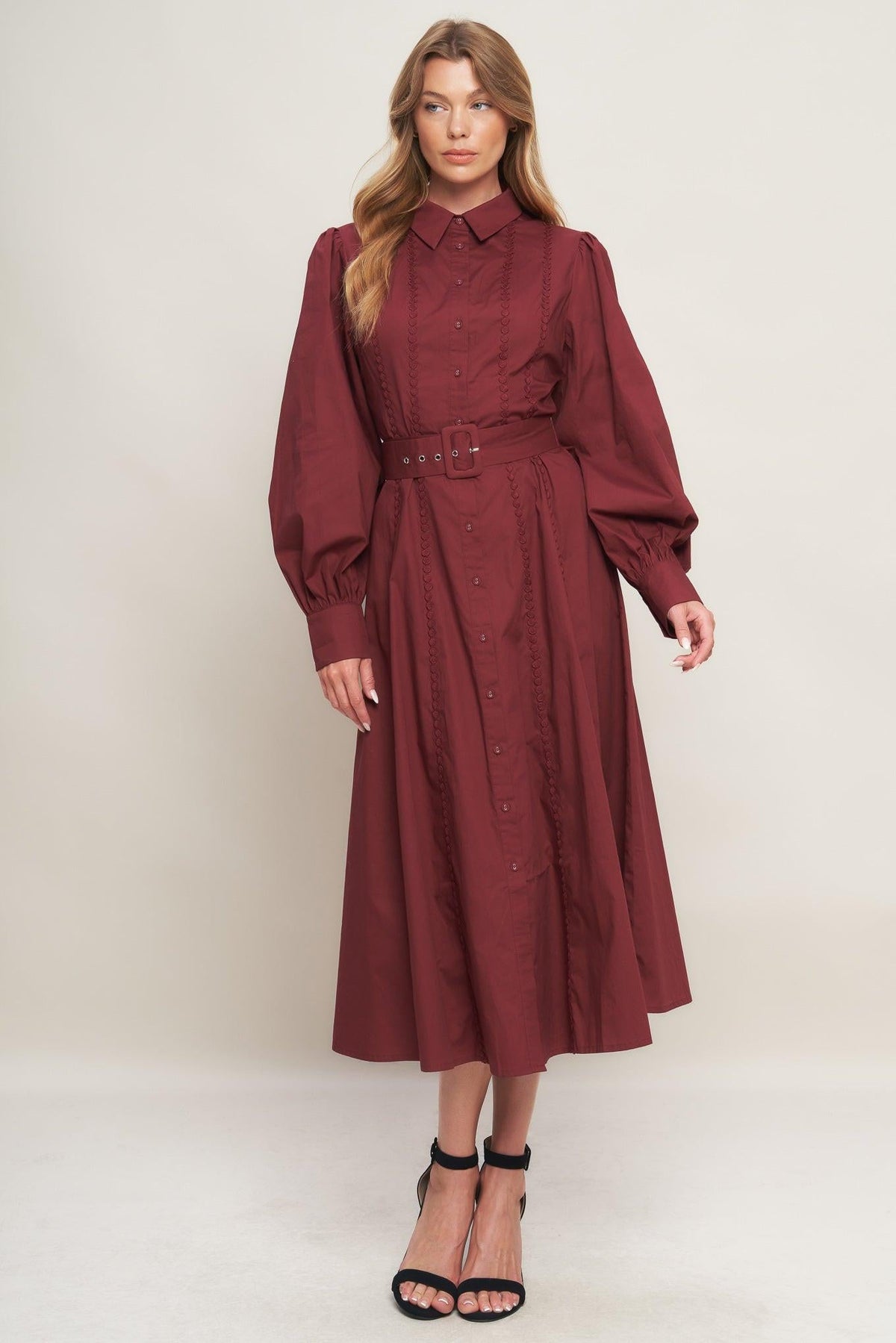 a woman in a red dress