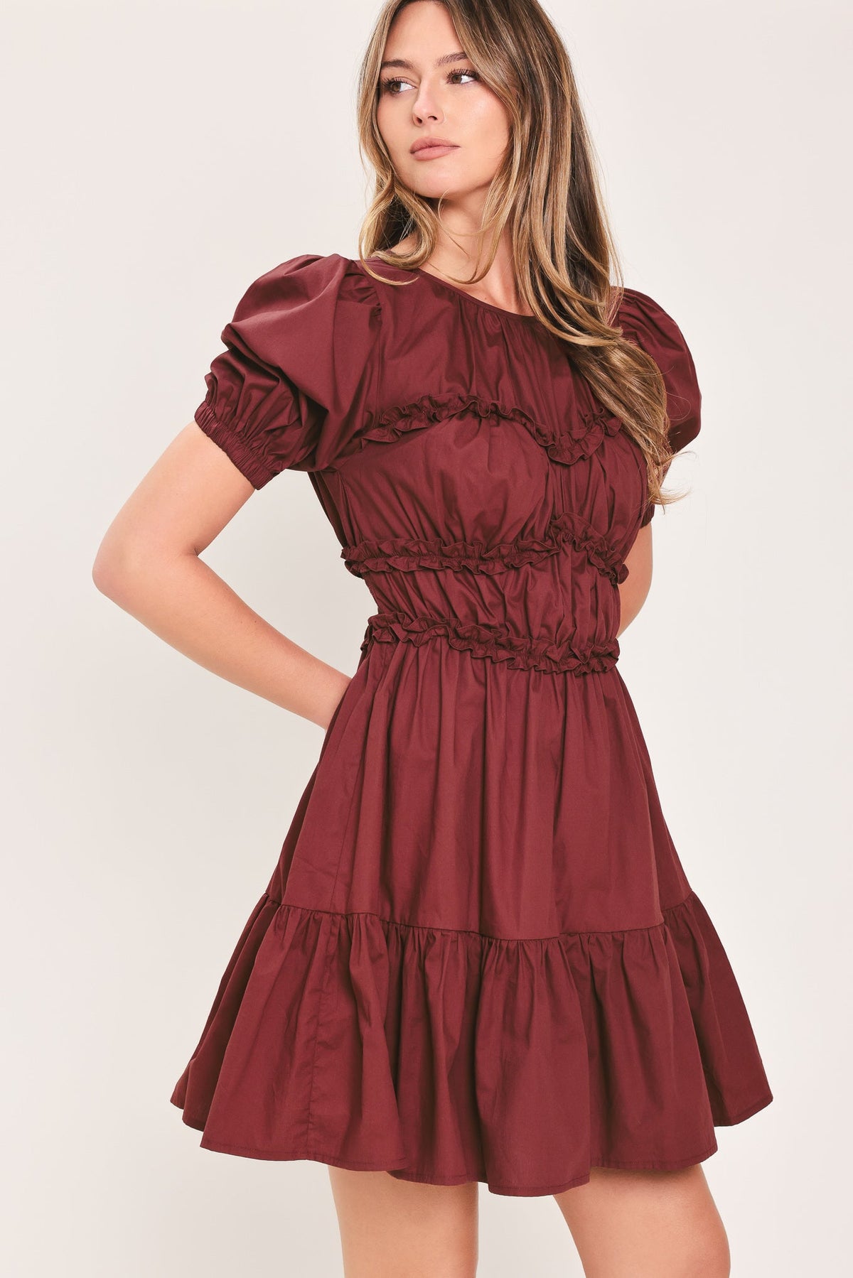 PLAYFUL CLASSIC WOVEN MINI DRESS