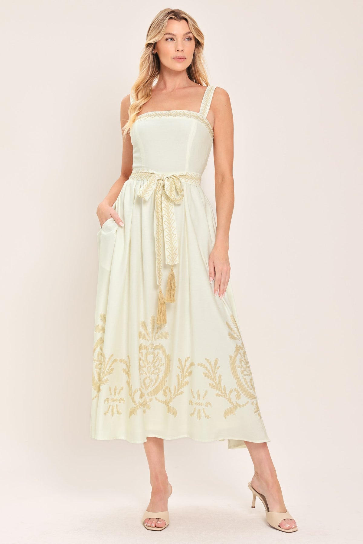 a woman in a white dress