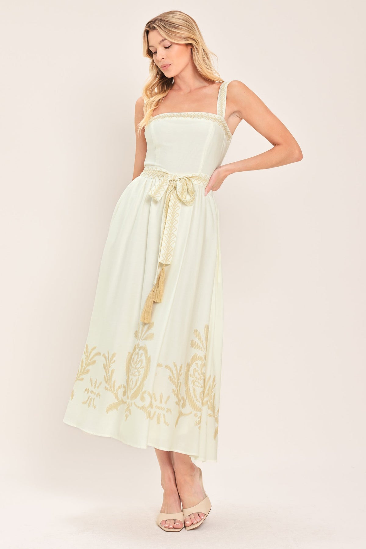 a woman in a white dress