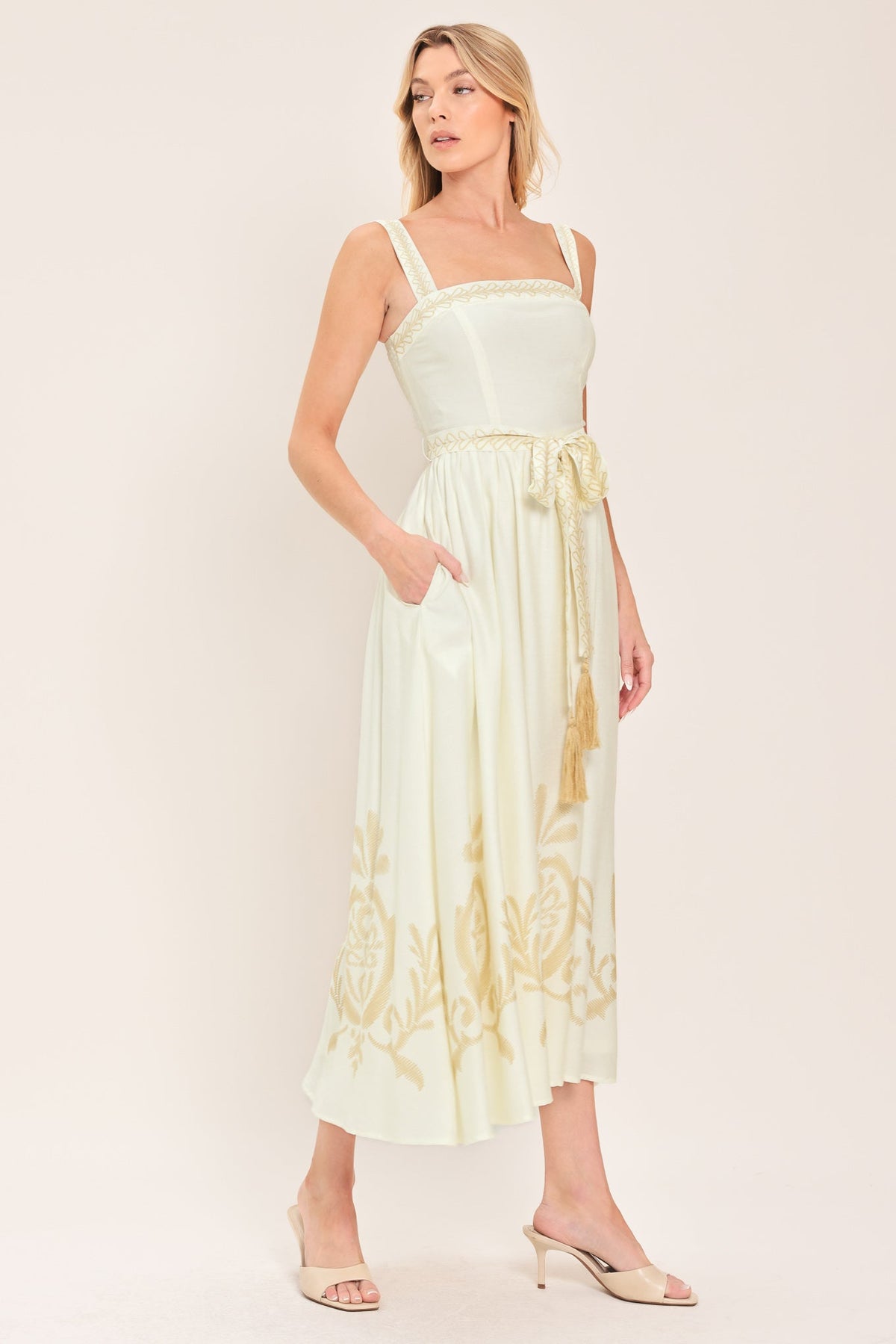 a woman in a white dress
