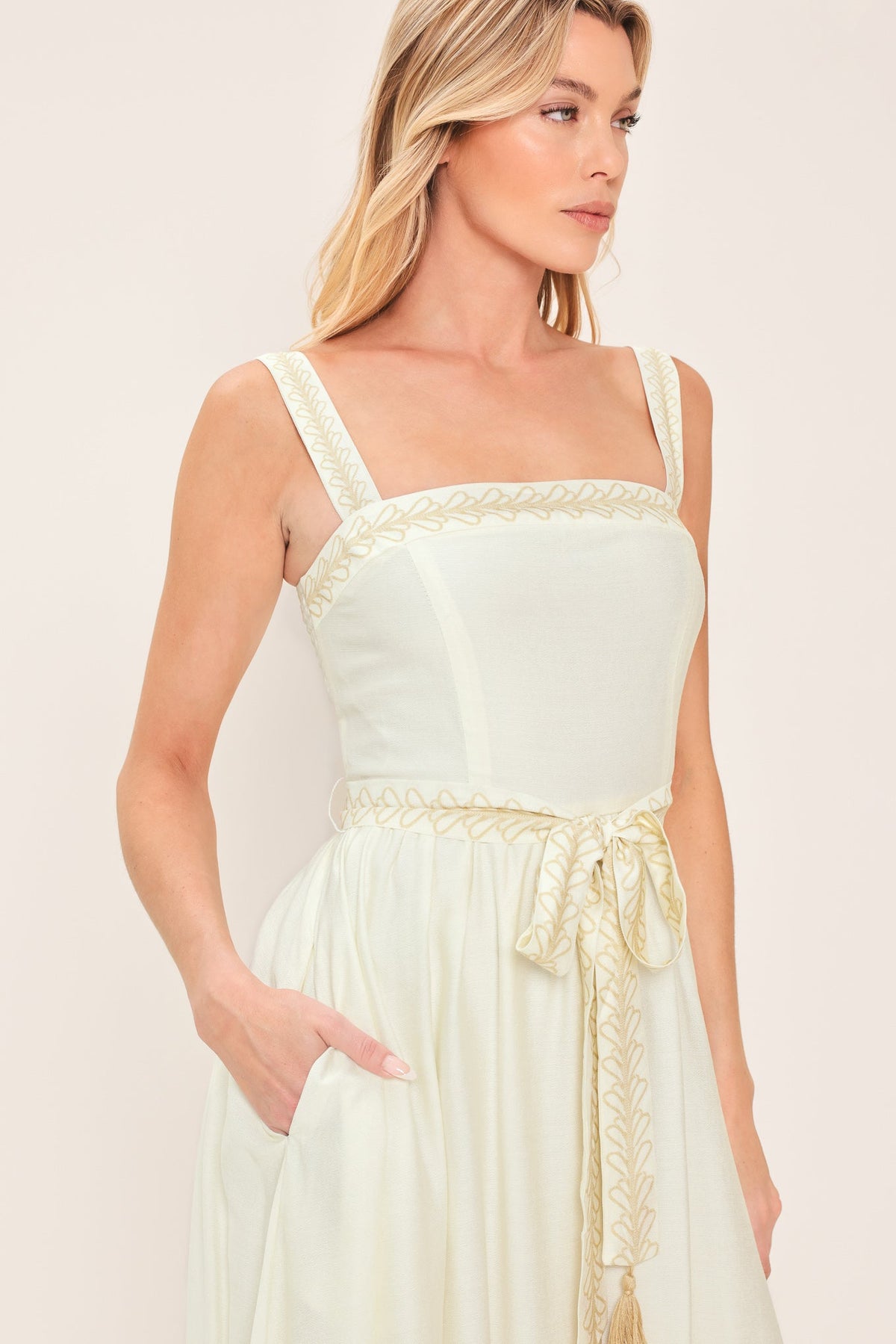 a woman in a white dress