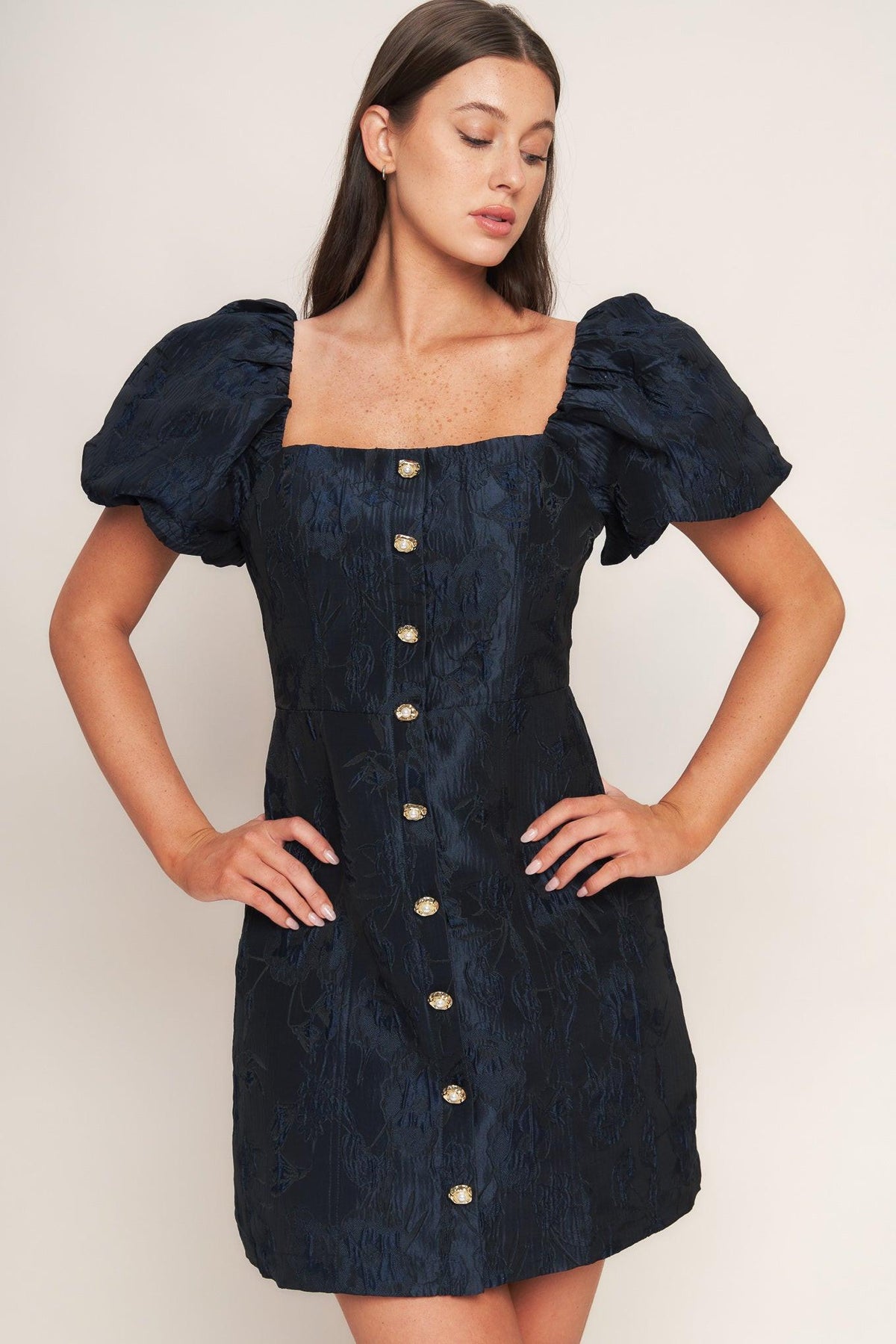GOLDEN MOON WOVEN MINI DRESS