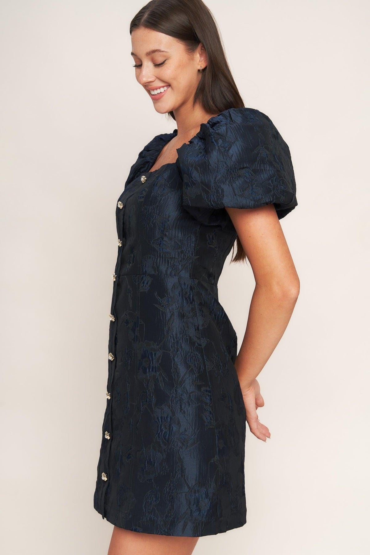 GOLDEN MOON WOVEN MINI DRESS
