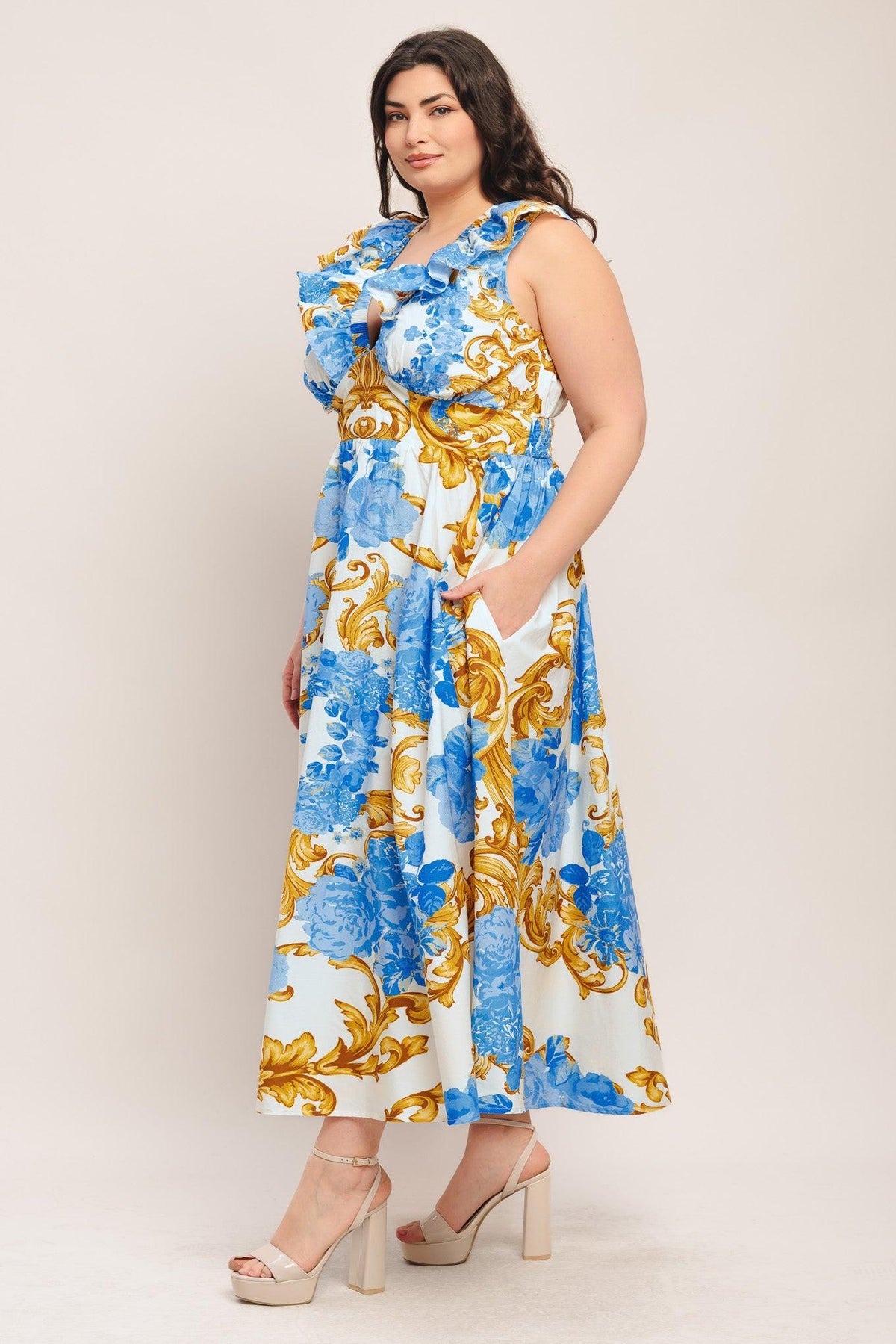 a woman in a dress