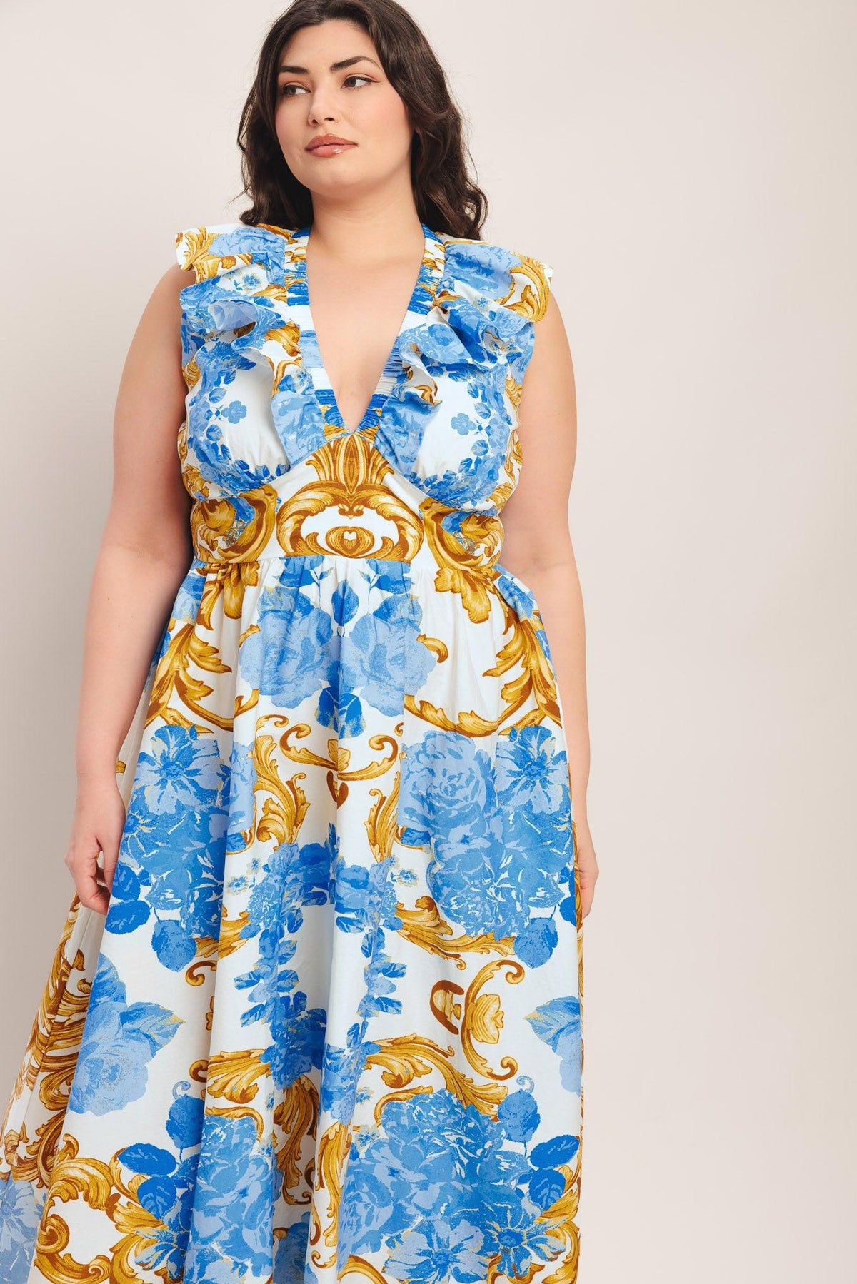 a woman in a dress