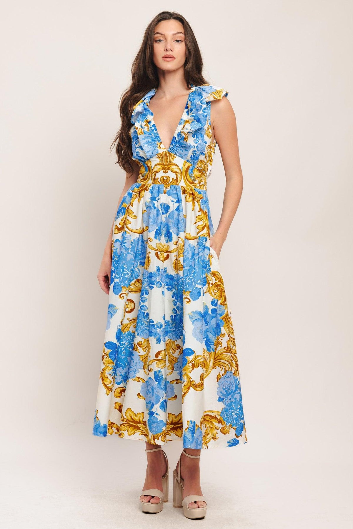 a woman in a dress