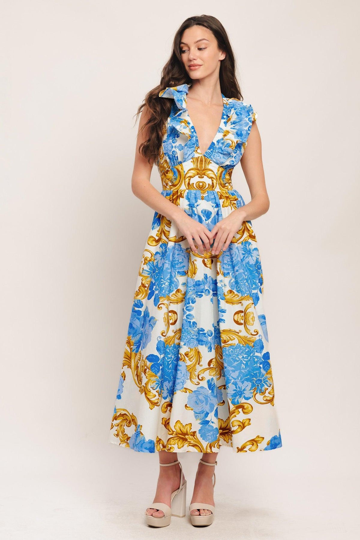 a woman in a dress