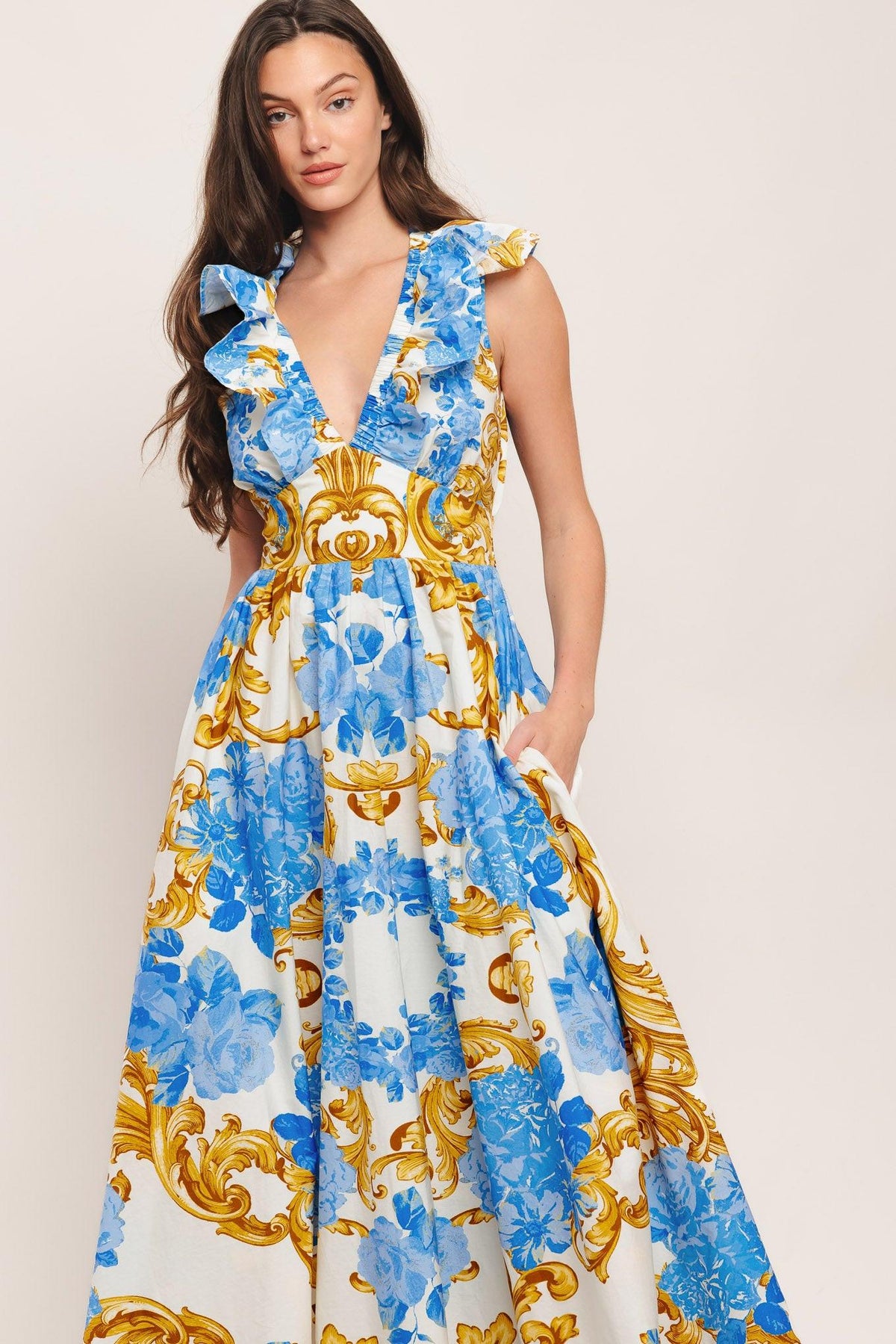 a woman in a dress