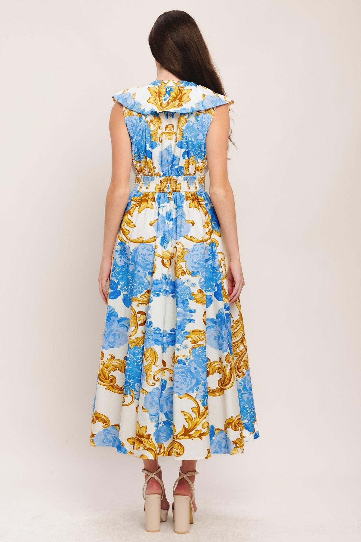 a woman in a dress