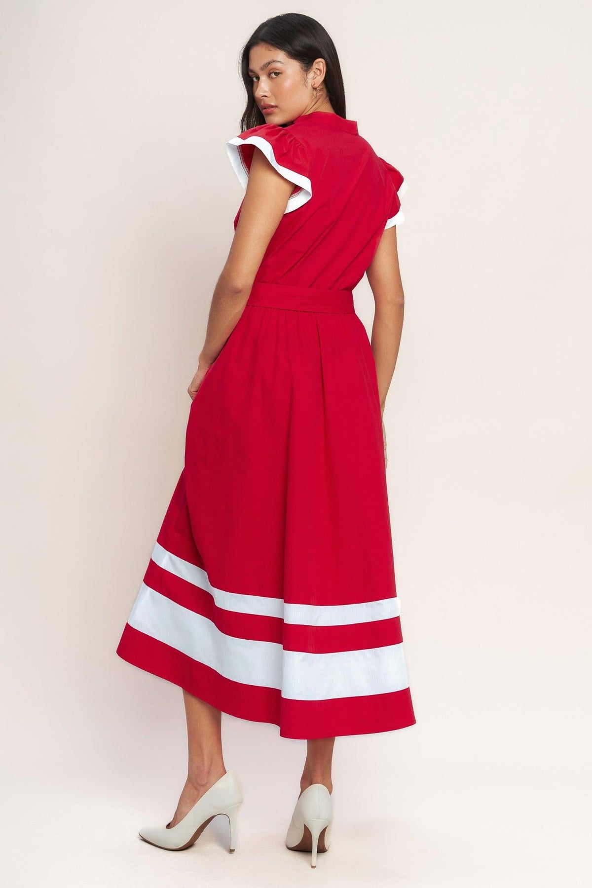 TRUE LOVE IN COLOR BLOCKED MIDI DRESS