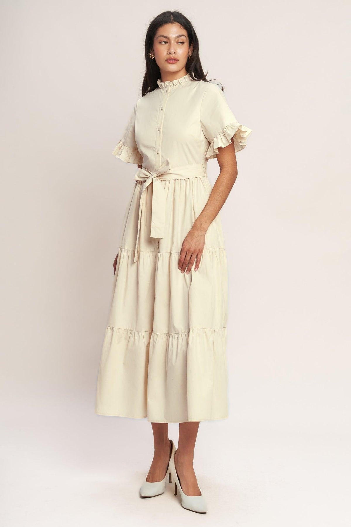 FEELS LIKE A COMPLIMENT WOVEN MIDI DRESS