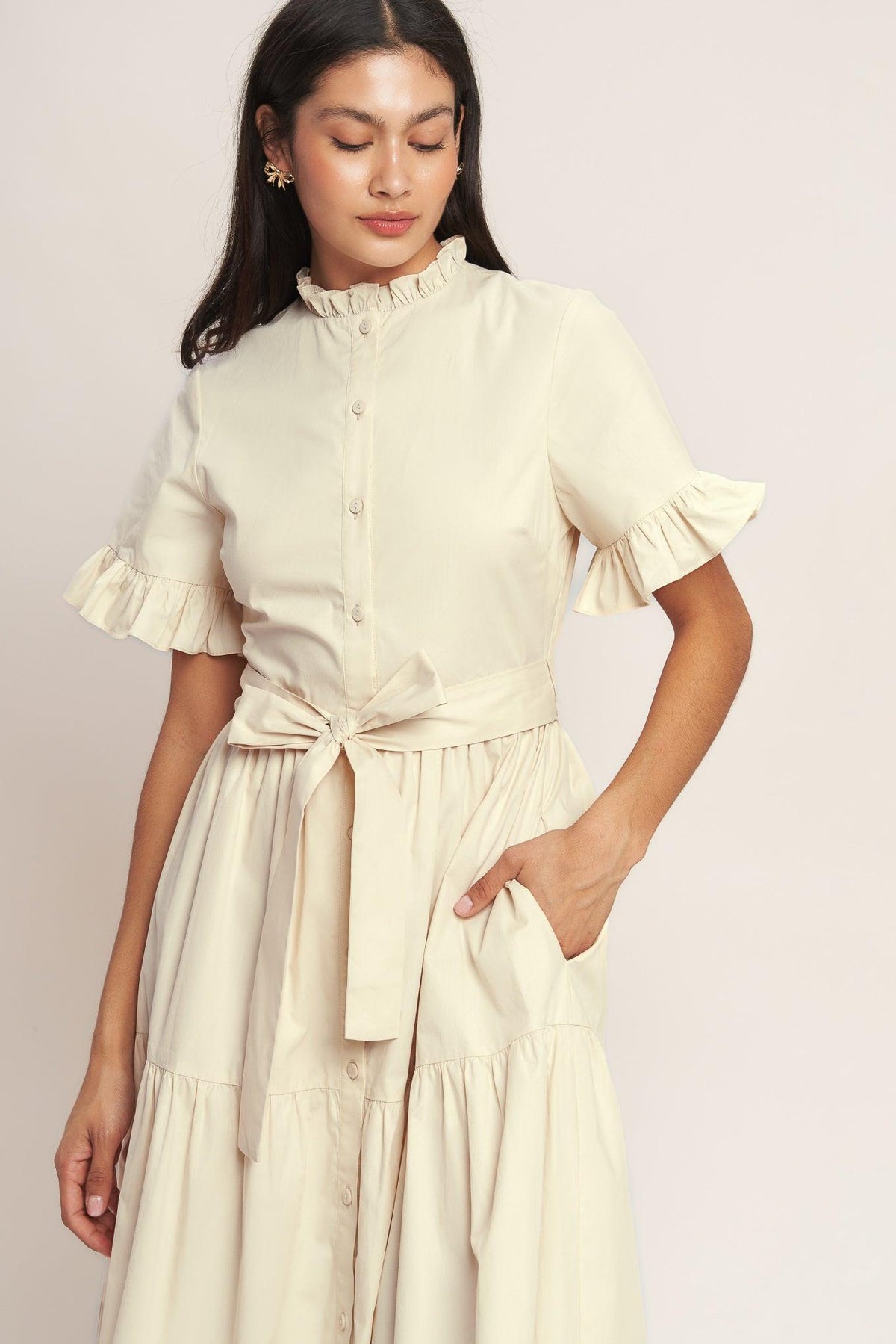 FEELS LIKE A COMPLIMENT WOVEN MIDI DRESS