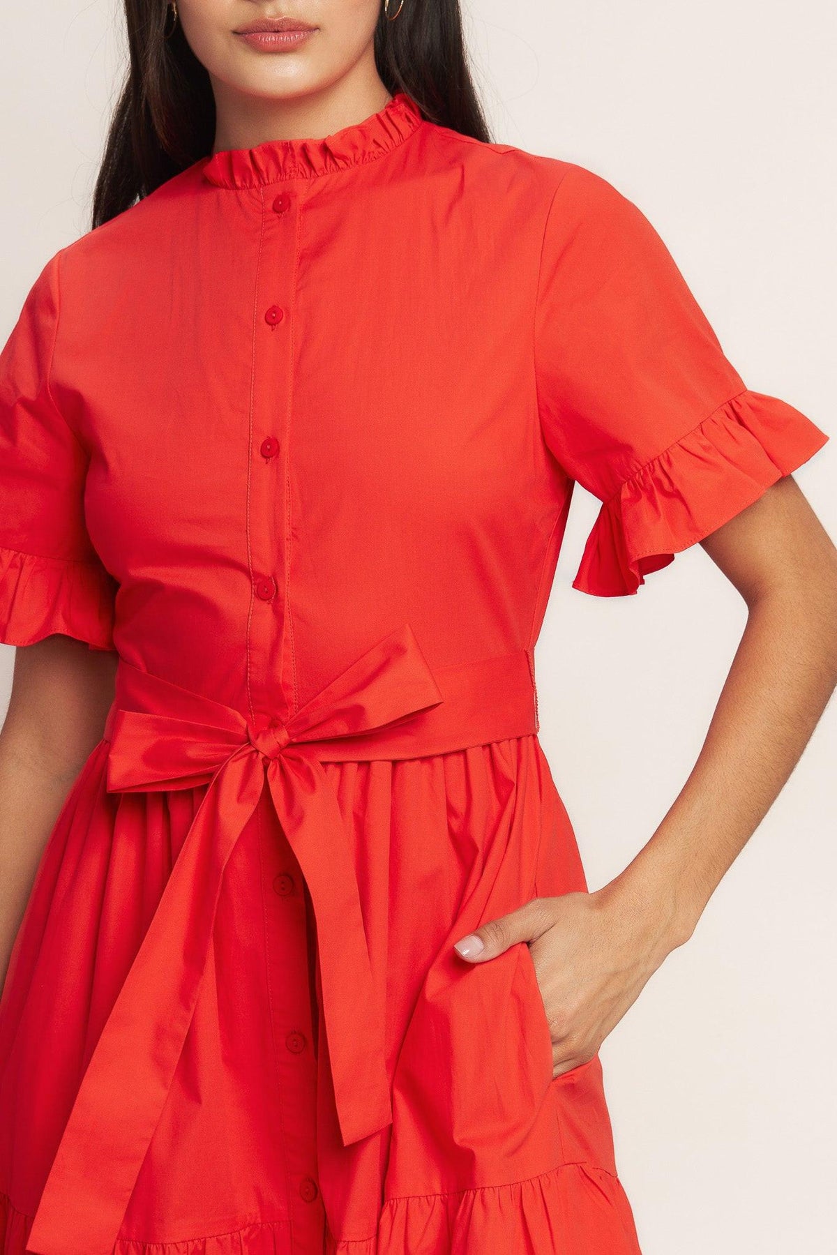 FEELS LIKE A COMPLIMENT WOVEN MIDI DRESS