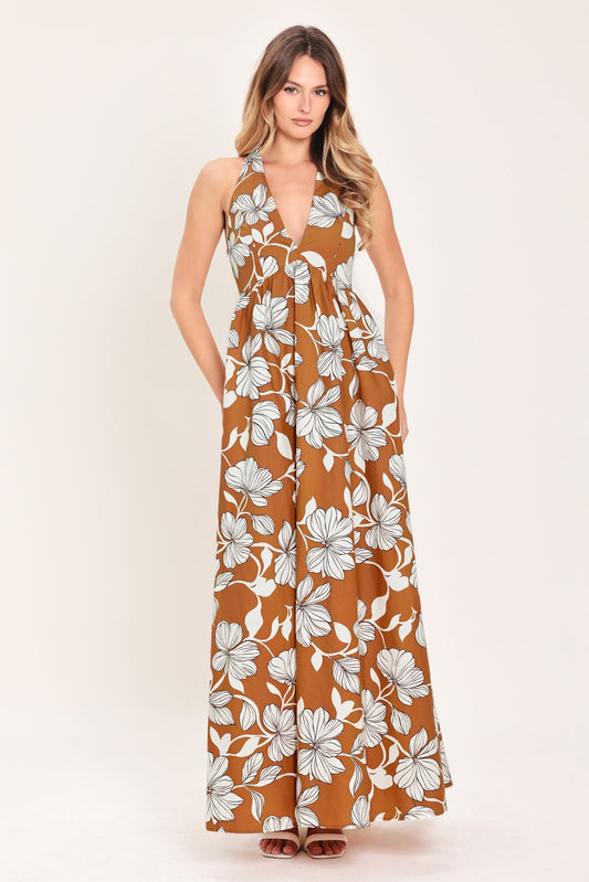 a woman in a long dress