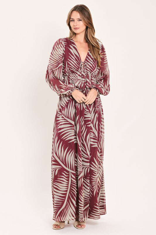 a woman in a long dress