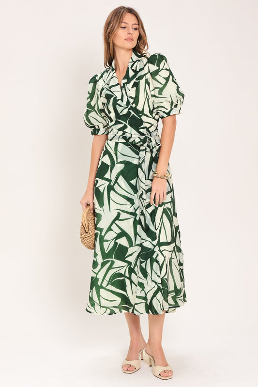 a woman in a green dress