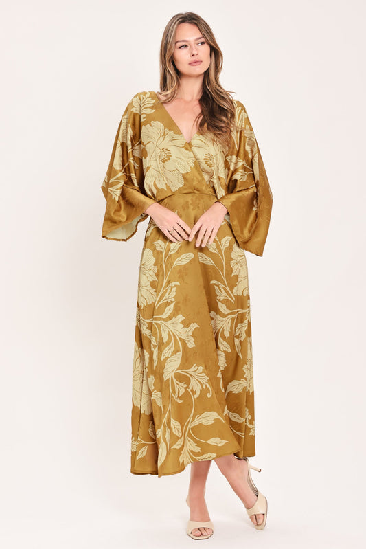a woman in a long dress