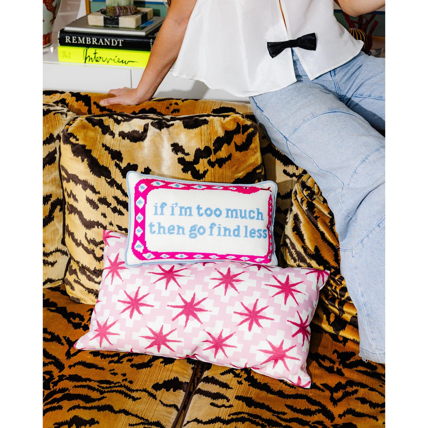 Go Find Less Needlepoint Pillow