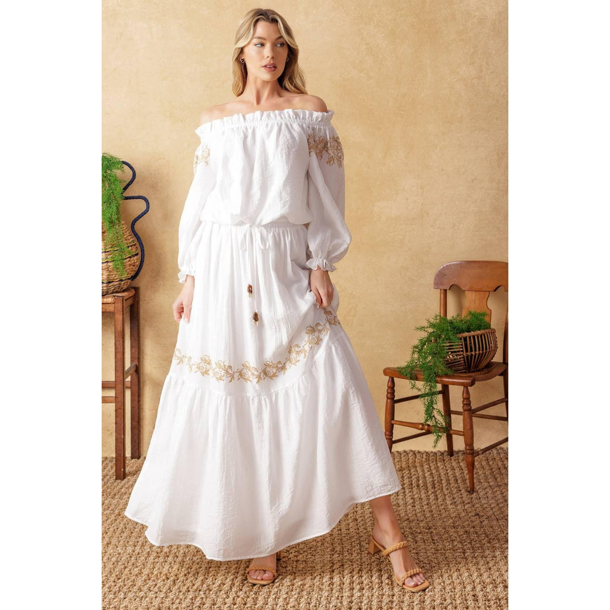 a woman in a white dress