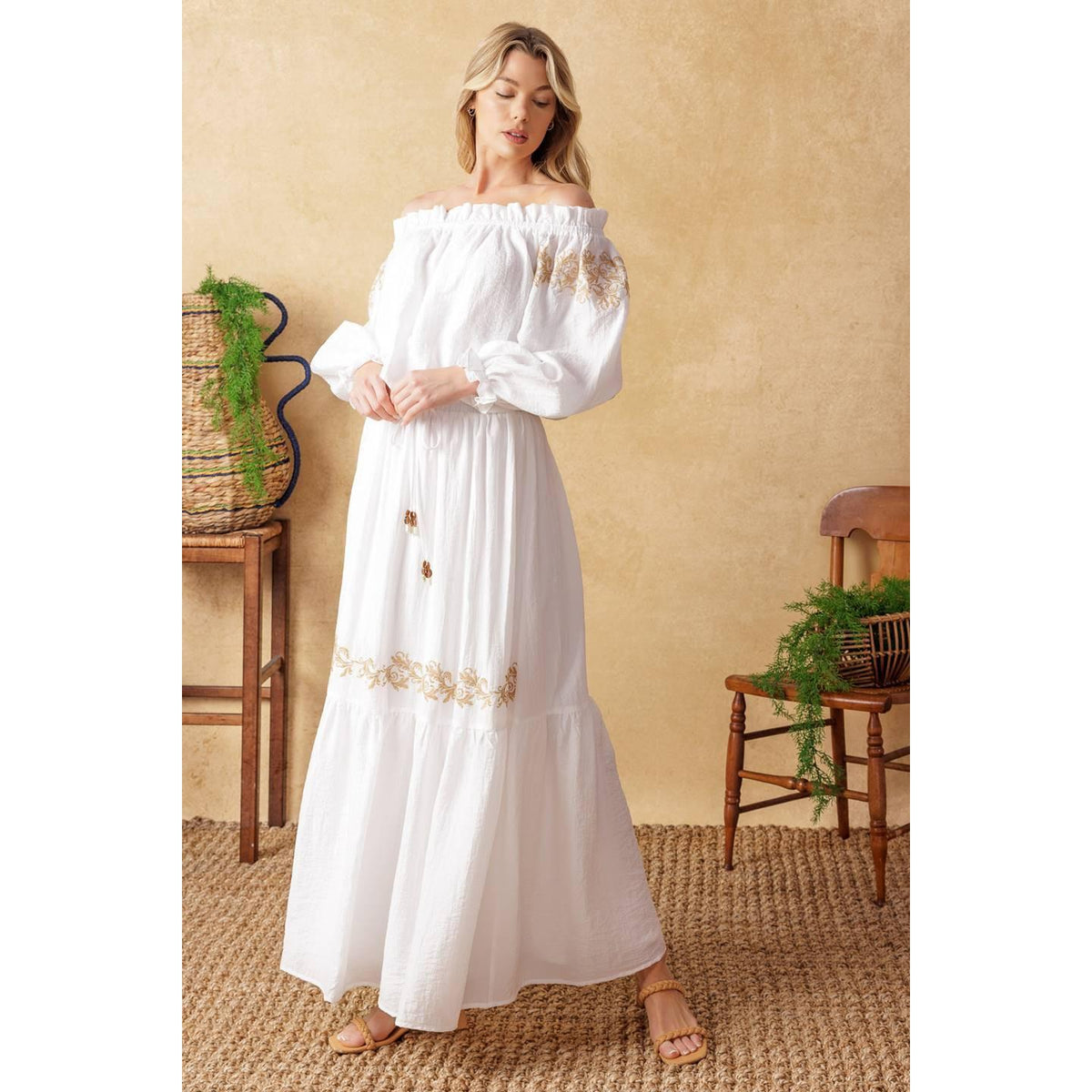 a woman in a white dress
