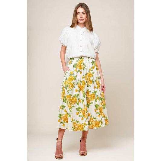 EVERY SUNDAY CREAM WOVEN MIDI SKIRT