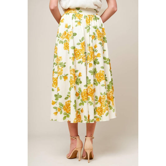 EVERY SUNDAY CREAM WOVEN MIDI SKIRT