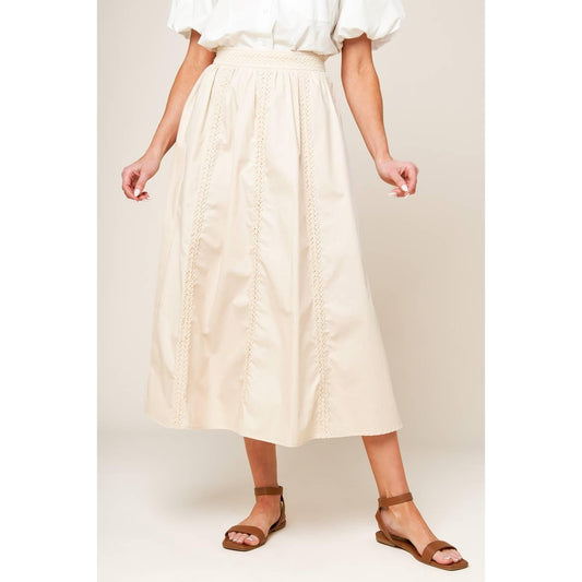 LAYTON CREAM WOVEN MIDI SKIRT