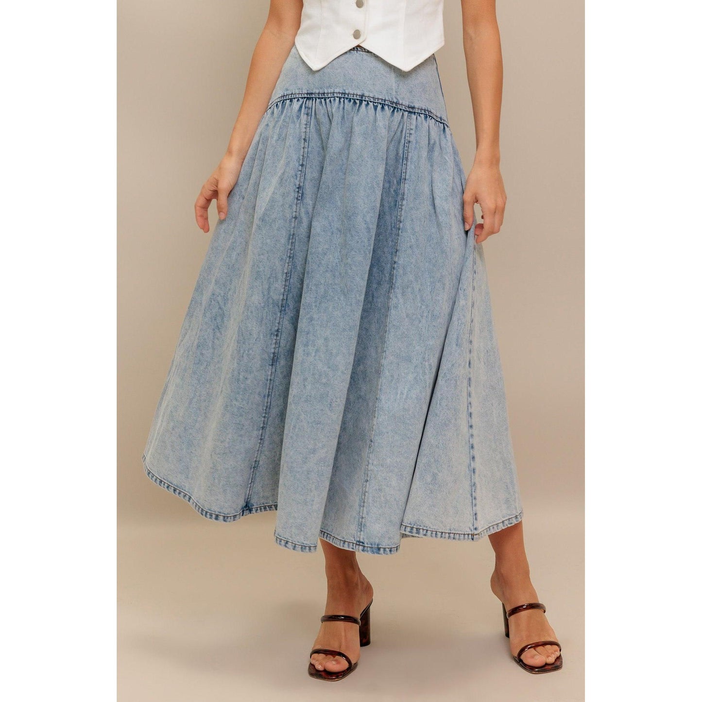 AMERICAN BLEND DENIM MIDI SKIRT