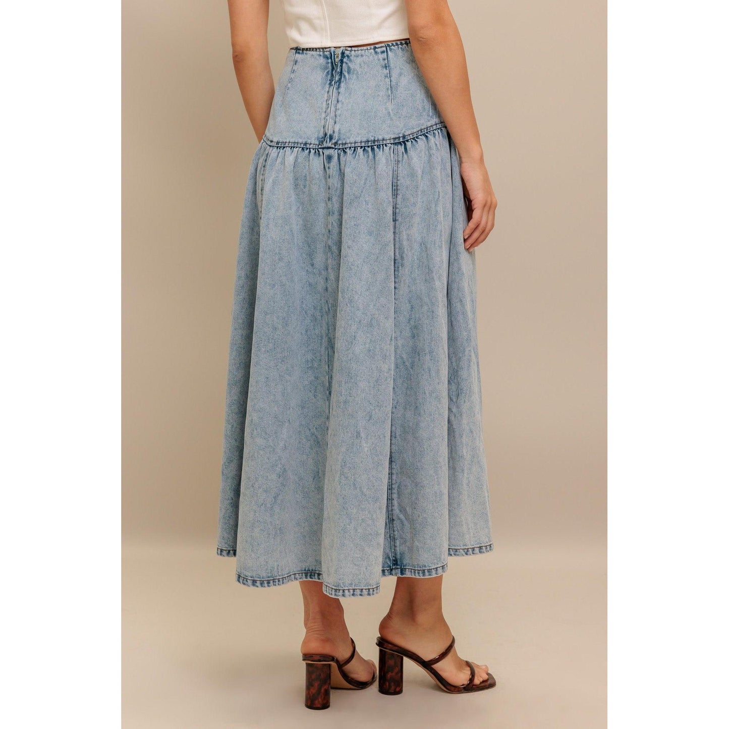 AMERICAN BLEND DENIM MIDI SKIRT