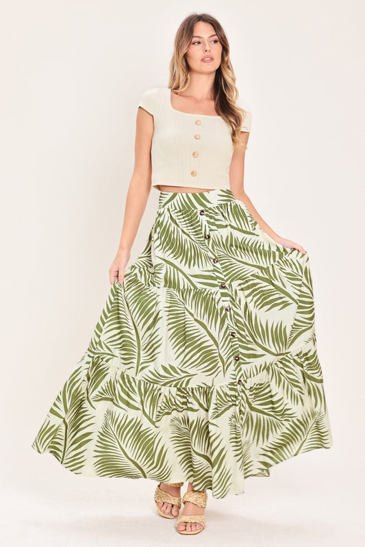 a woman in a long skirt