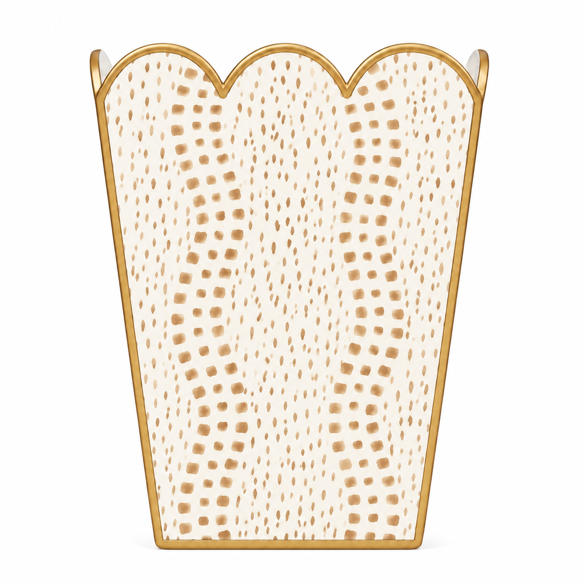 Tan Dot Square Scalloped Wastepaper Basket & Tissue Holder (2 Options)