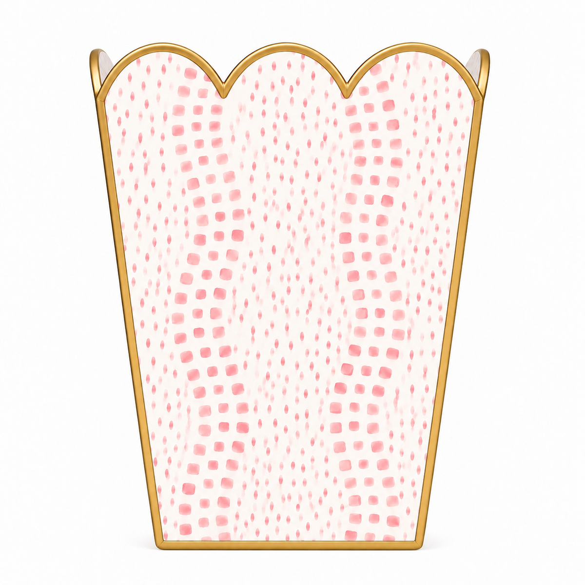 Pink Dot Square Scalloped Wastepaper Basket & Tissue Holder (2 Options)