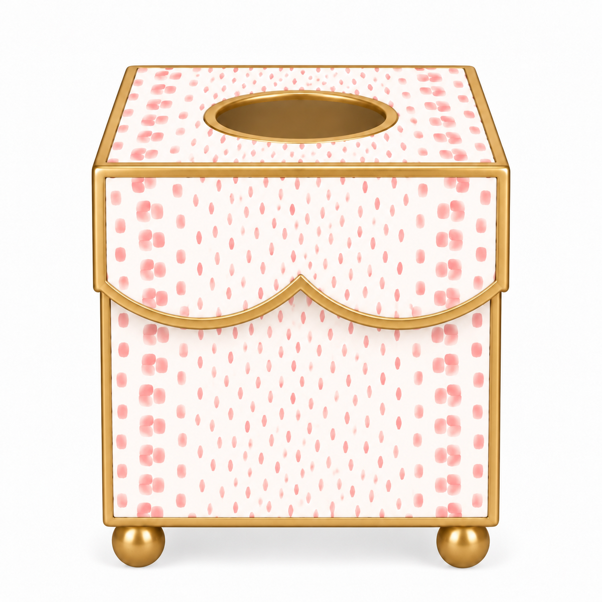Pink Dot Square Scalloped Wastepaper Basket & Tissue Holder (2 Options)
