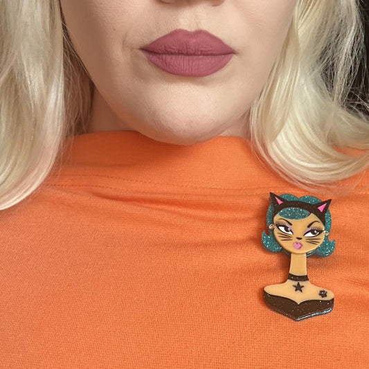 Cat's Meow Spooky Doll Brooch by Miss Fluff x Lipstick & Chrome