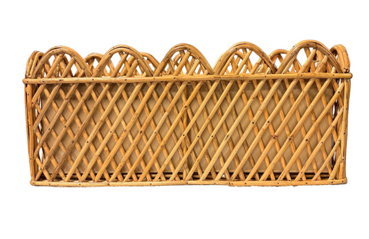 Jumbo Natural Rectangular Rattan Scalloped Planter