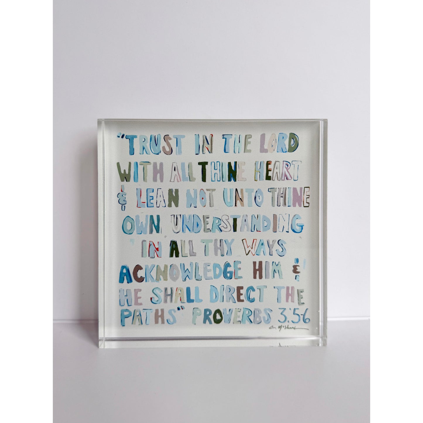 Proverbs 3:5-6 Neutral Acrylic Tabletop Art