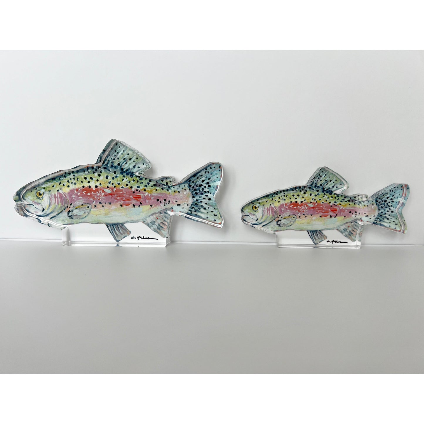 Chasing Rainbows Trout Fish Acrylic Tabletop Art