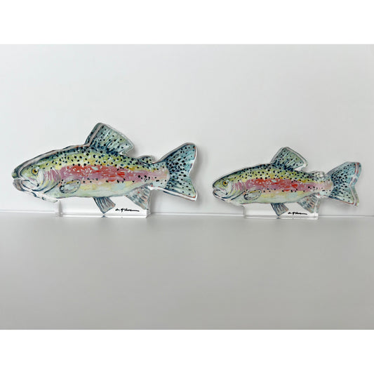 Chasing Rainbows Trout Fish Acrylic Tabletop Art